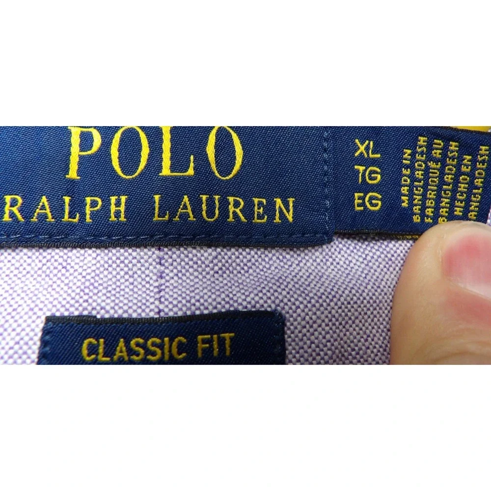 Polo Ralph Lauren Men XL Purple Oxford OCBD Shirt Cotton Button Down Flesh Pony